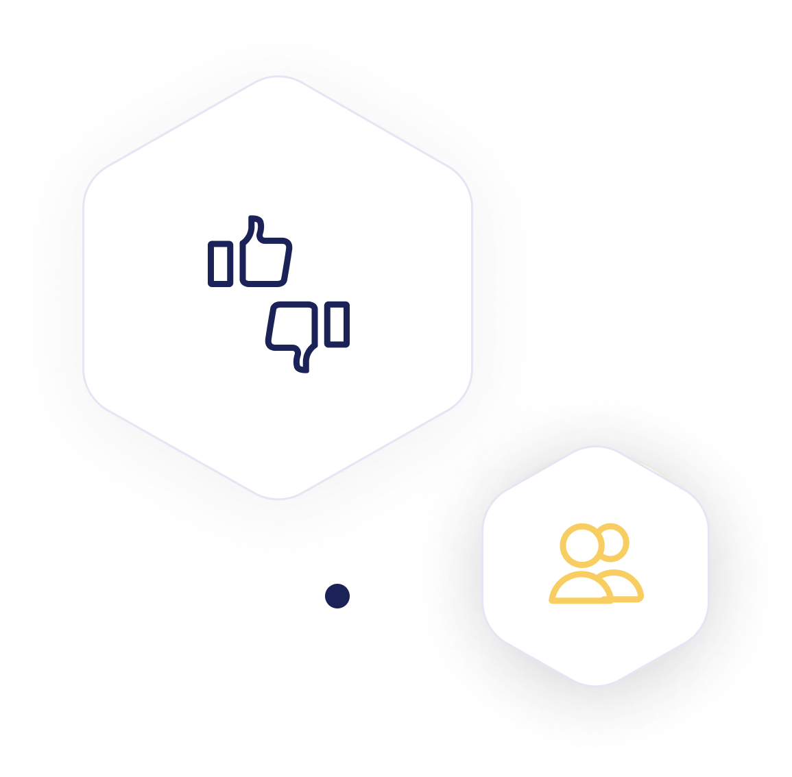 Thumbs up and down and an image of two people.